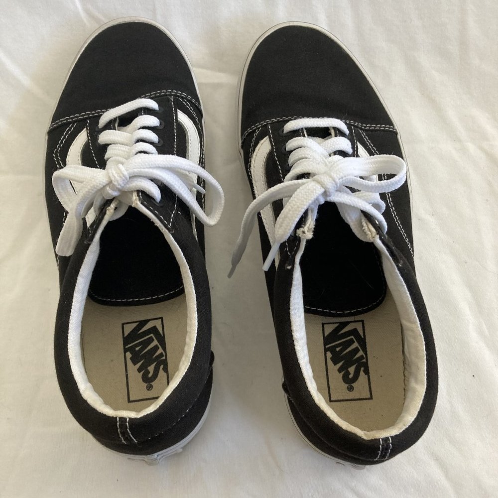 Vans Classic Black Canvas Old Skool Shoes Size M 9 1/2 W 11 - Picture 3 of 7